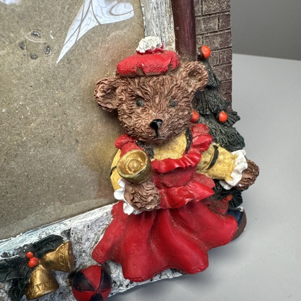 Vtg Christmas Resin 3D Picture Frame Mama Bear Gift Photo 3.5x5 Plastic Cover